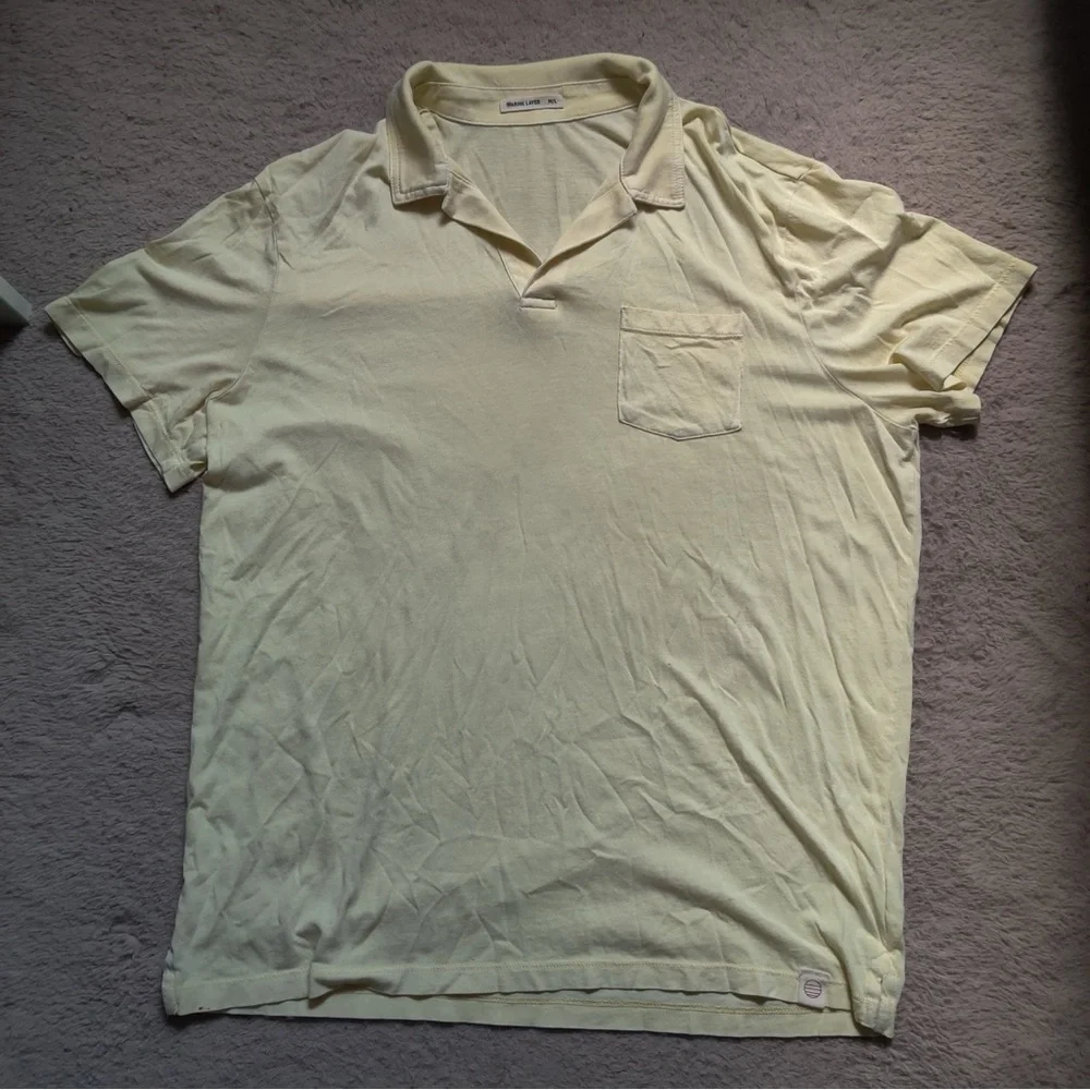 Marine Layer Garment Dye Resort Polo Shirt Size M/L Yellow Paler Banana Preppy - Picture 2 of 7